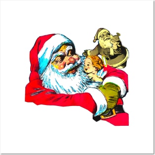 Santa Claus hugging little angel Posters and Art